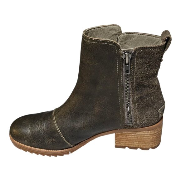 Sorel Womens Cate Major Boot Size 8.5 Waterproof Brown Leather Block Heel Bootie - Picture 3 of 10